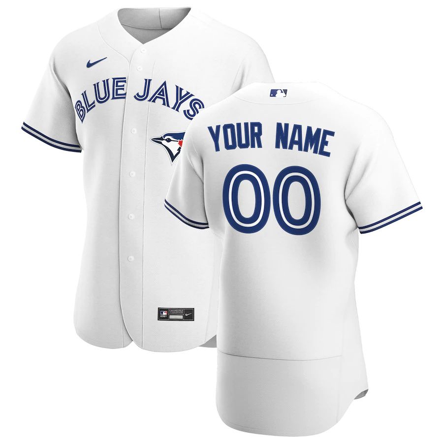 Mens Toronto Blue Jays Nike White Home Authentic Custom MLB Jerseys->customized mlb jersey->Custom Jersey